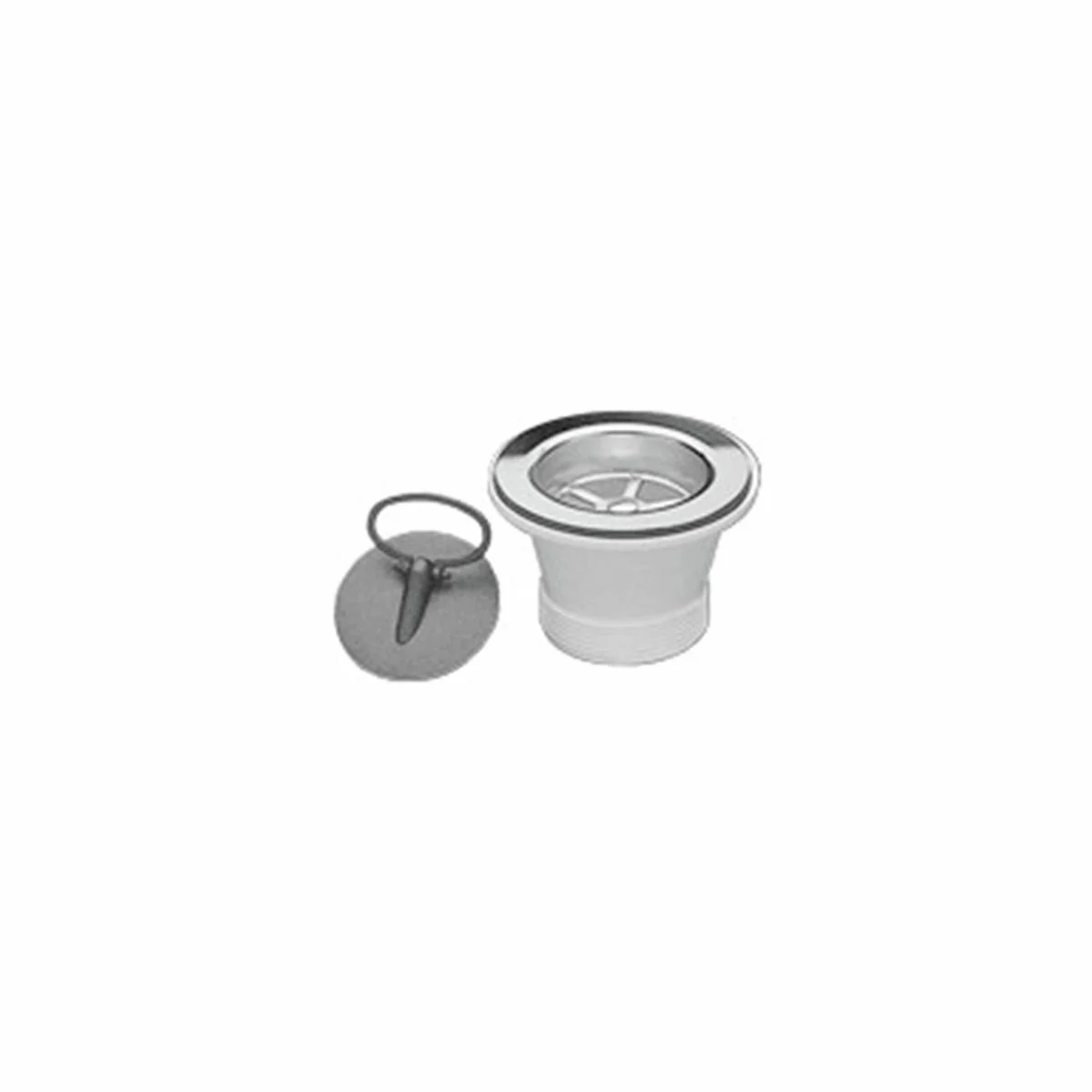 Abey 50mm Stainless Steel Sink Waste - PVC Connection - Black Rubber Stopper