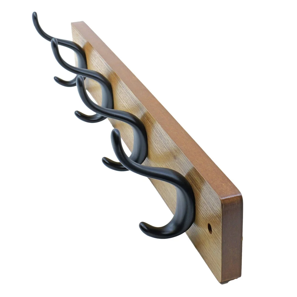 Adoored 4 Double Black Hook Pine Board Deco Hook Rack - 460mm - Natural Pine Finish - Image 3