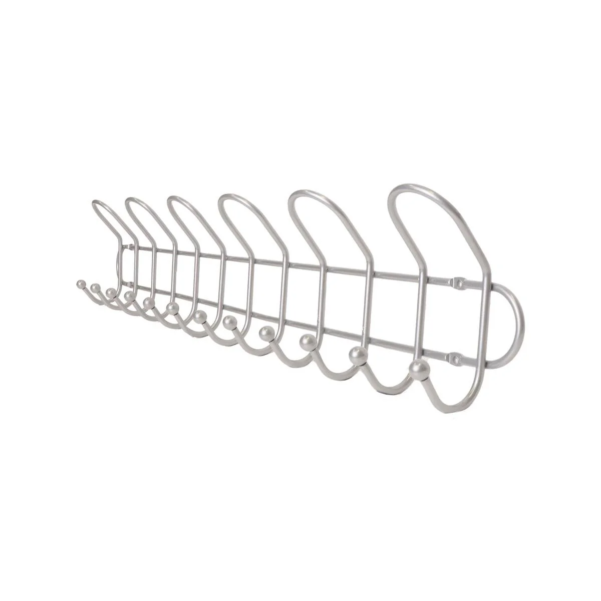 Adoored Decorative Hook Rack - 6 Hooks - Satin Chrome - Easy Installation