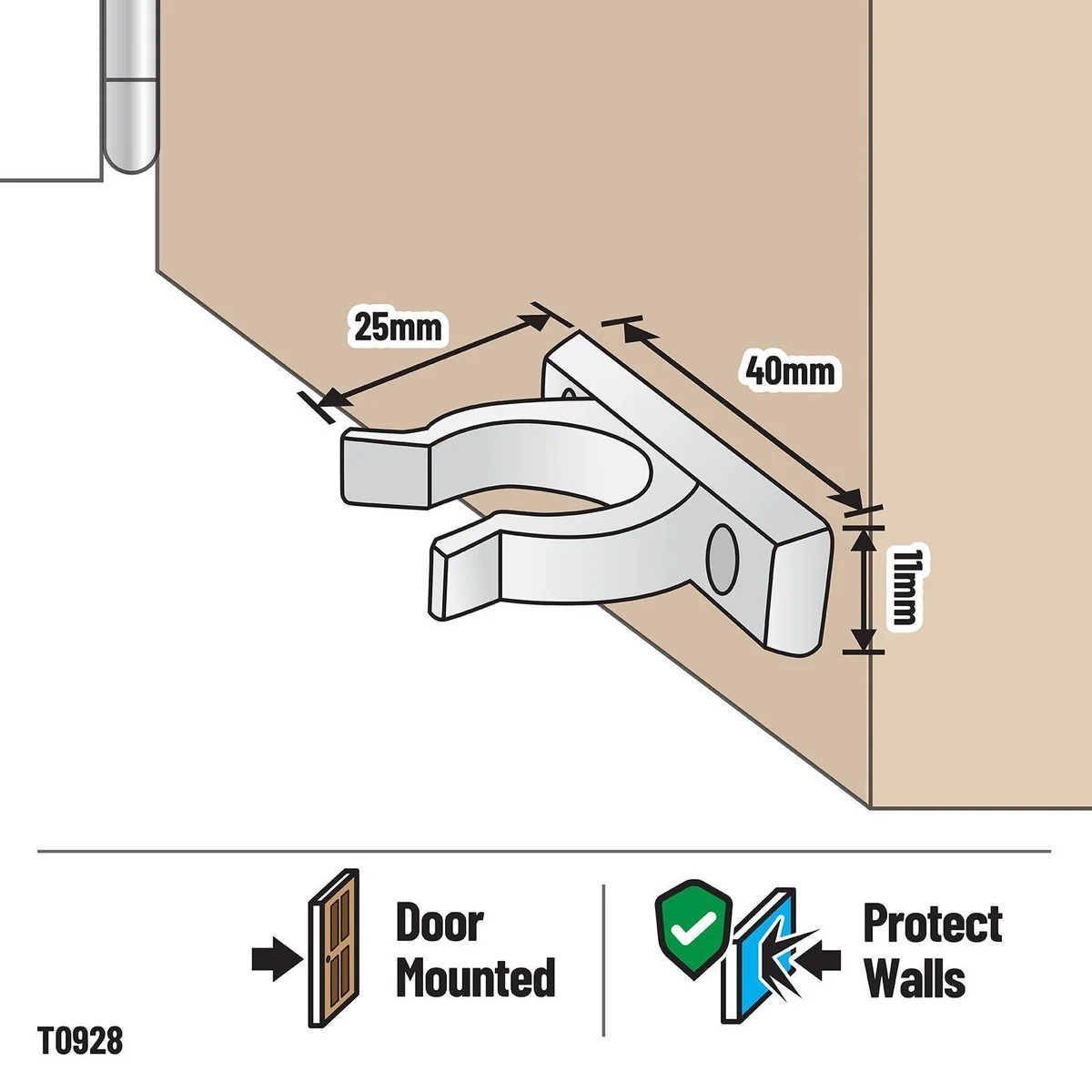 Adoored Door Clip - 40mm - Plastic - Easy Installation - Image 2