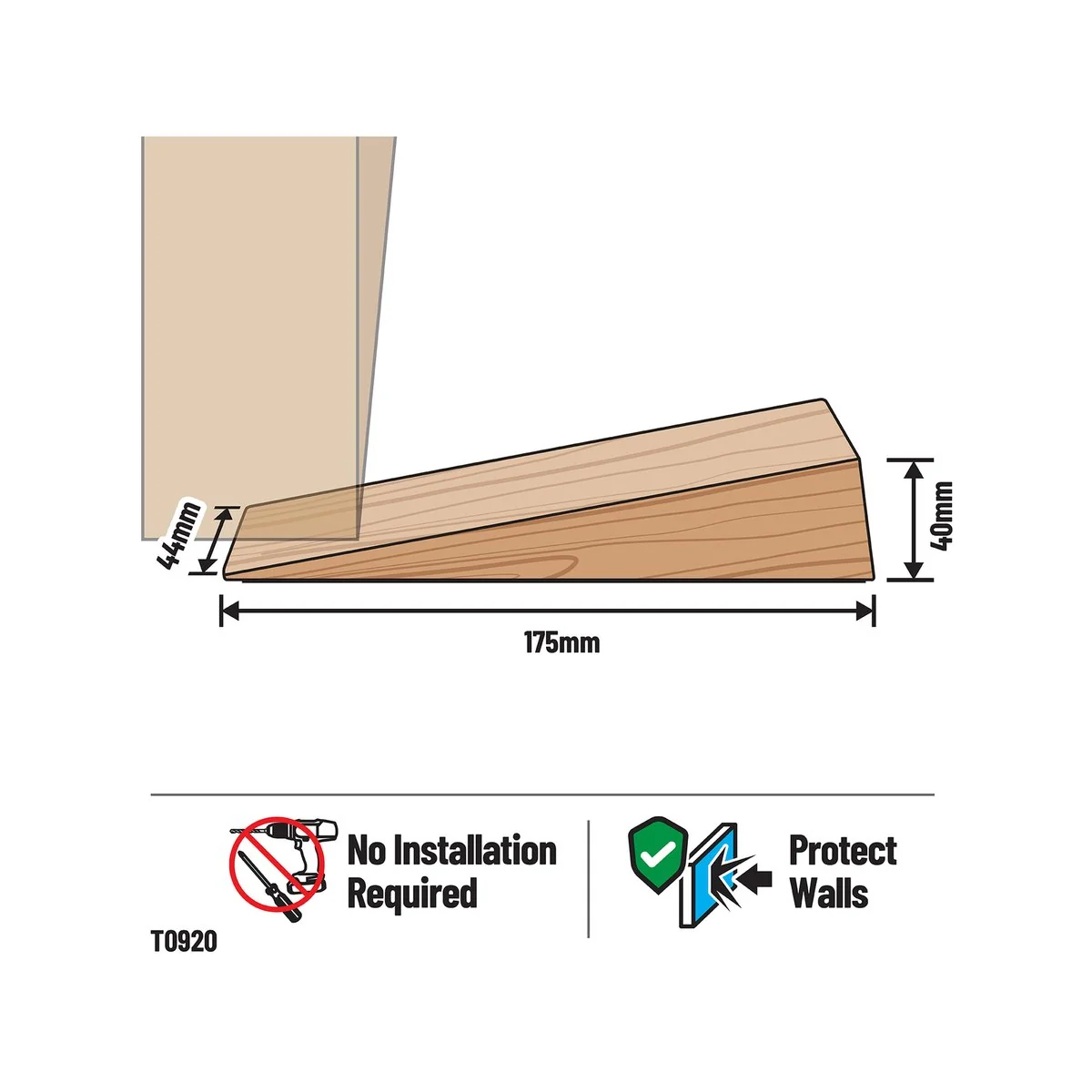 Adoored Large Door Wedge - 170mm - Timber - Interior Use - Image 3