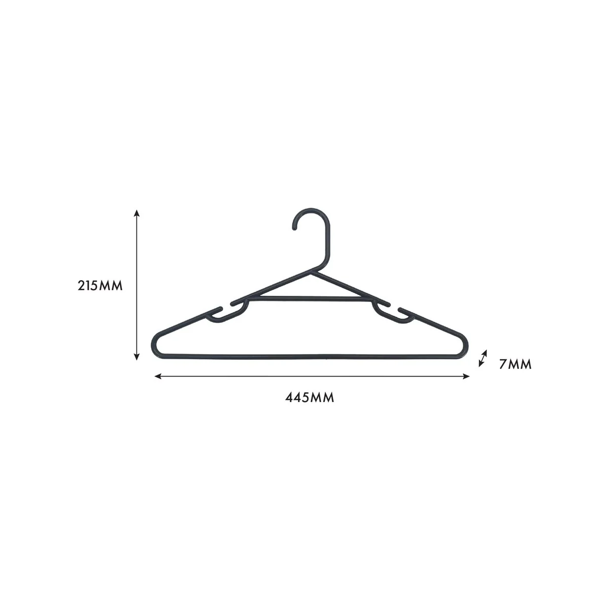 All Set Black Plastic Tube Clothes Hangers - 10 Pack - 445mm x 215mm - Anti-Slip Notches - Image 5