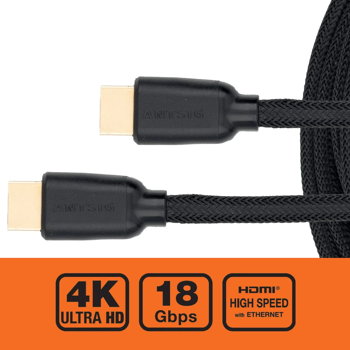 Antsig 10m HDMI Braided Cable - 4K 60Hz - Durable - Gold Plated - Image 2