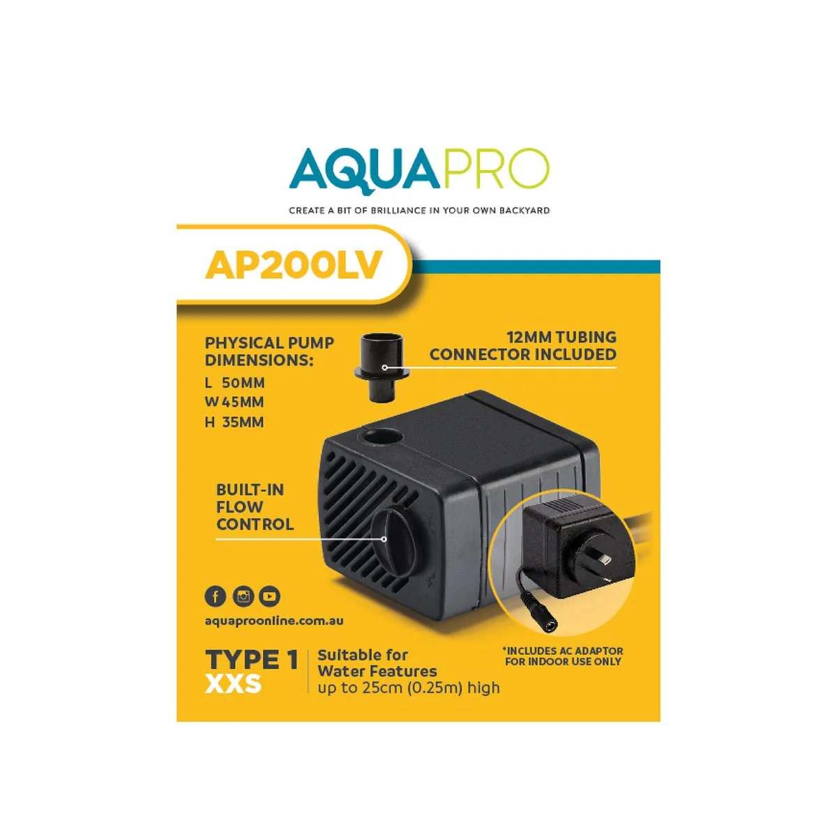 Aquapro Tabletop Pump - Up to 25cm - Low Voltage - Indoor Use - Image 3