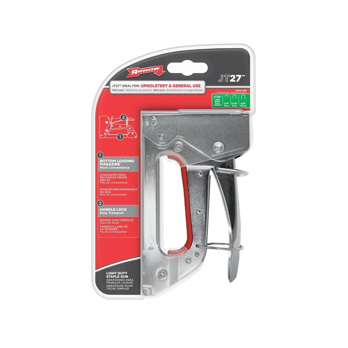 Arrow Staple Gun - JT27 - Chromed Steel - Light Duty