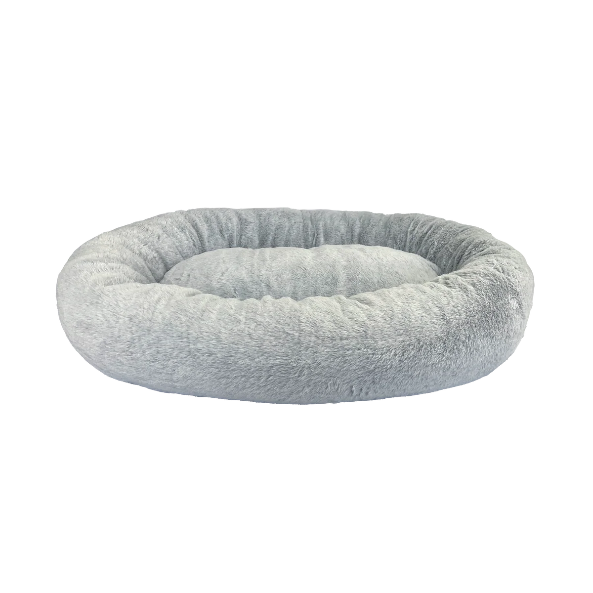 Art Bob Plush Donut Bed - 680 x 800mm - Grey - Two-Tone Faux Fur - Medium Pets