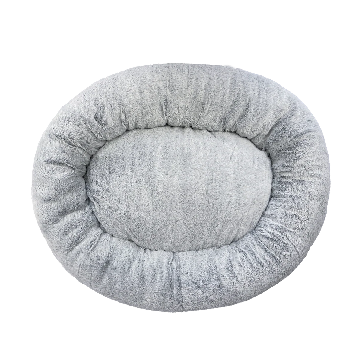 Art Bob Plush Donut Bed - 680 x 800mm - Grey - Two-Tone Faux Fur - Medium Pets - Image 4