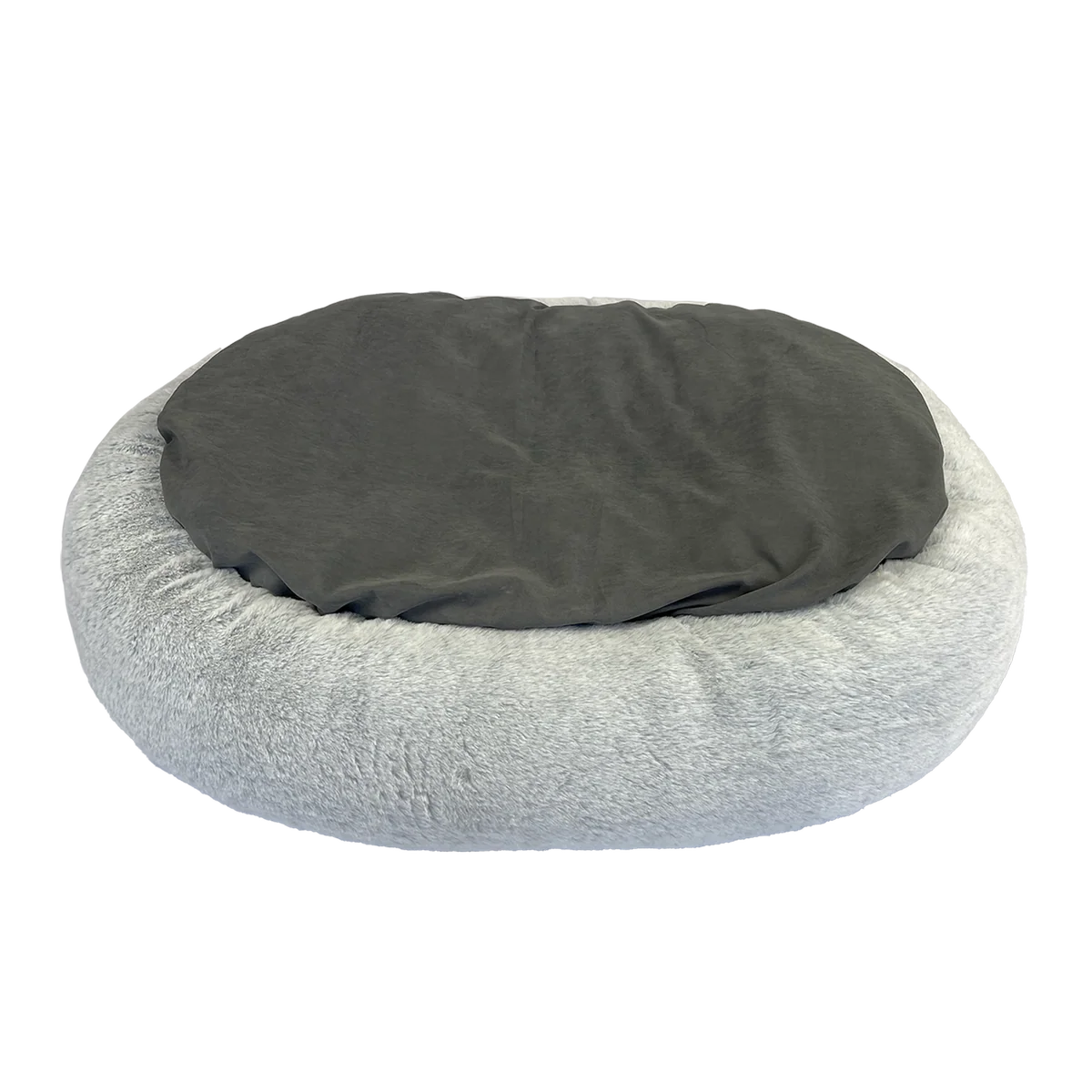Art Bob Plush Donut Bed - 680 x 800mm - Grey - Two-Tone Faux Fur - Medium Pets - Image 5