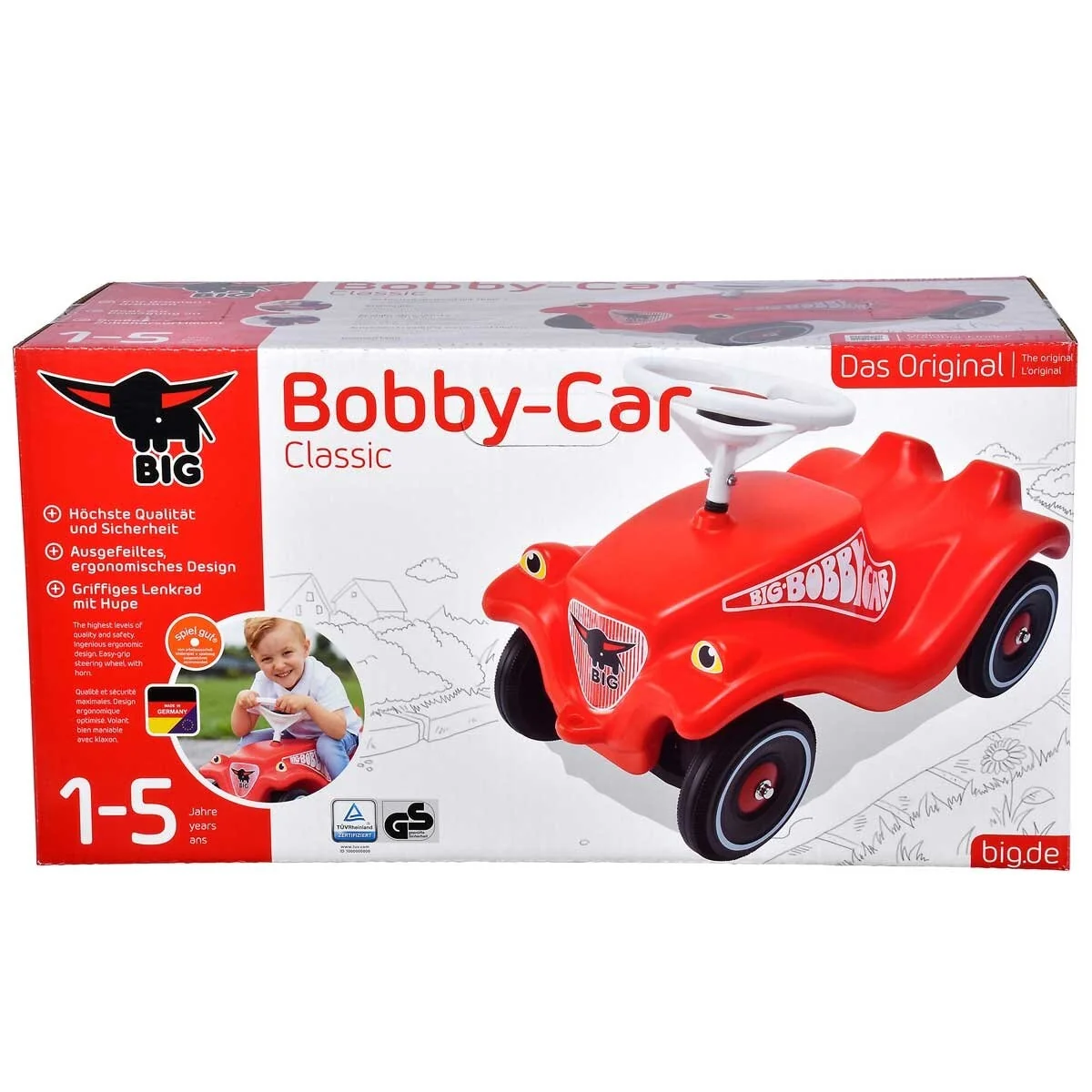 BIG Bobby Car Classic Kids Ride-On Plastic Red German Made - Image 5