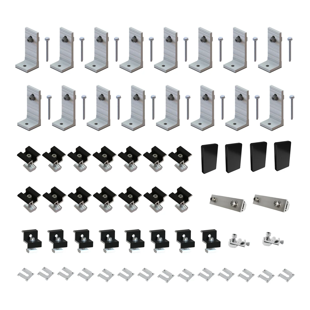 Black Tin Kit 30 35mm - Solar Panel Mounting Kit for 8 Panels - Black