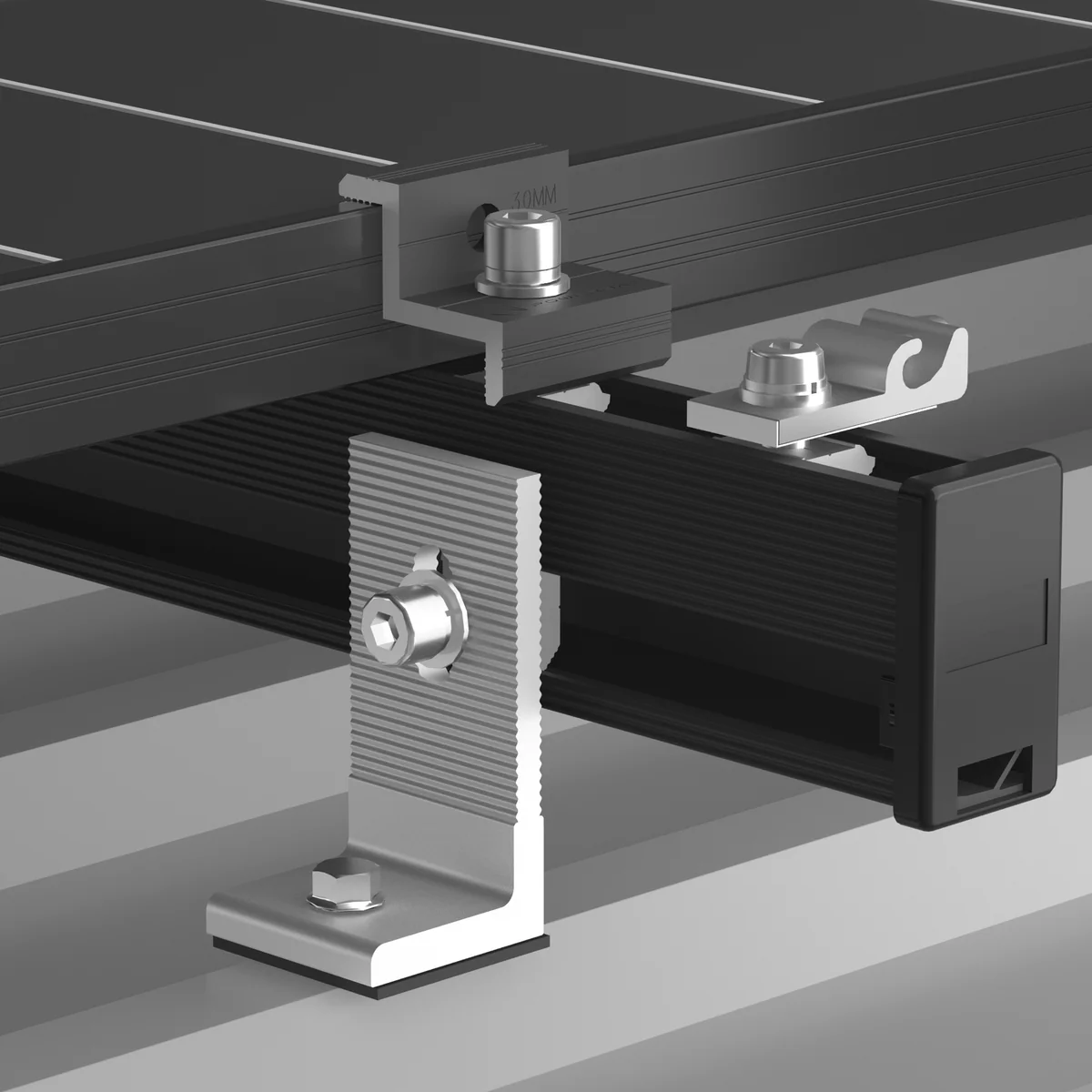 Black Tin Kit 30 35mm - Solar Panel Mounting Kit for 8 Panels - Black - Image 3