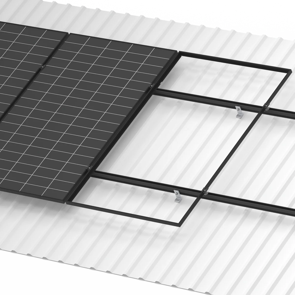 Black Tin Kit 30 35mm - Solar Panel Mounting Kit for 8 Panels - Black - Image 4