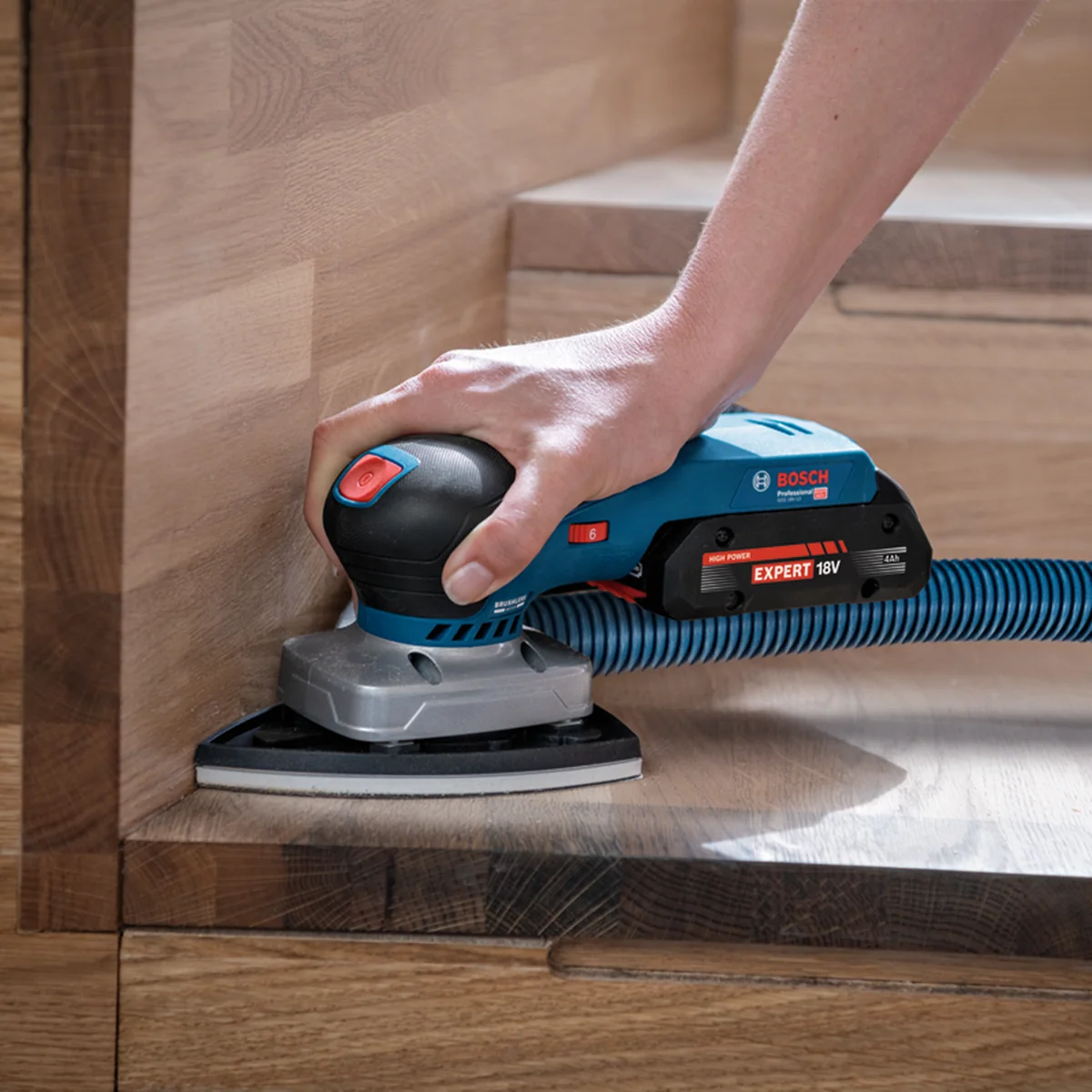 Bosch 18V Professional 3 in 1 Orbital Sander Kit - 5.0AH Battery - Brushless - Ergonomic Design - Image 4