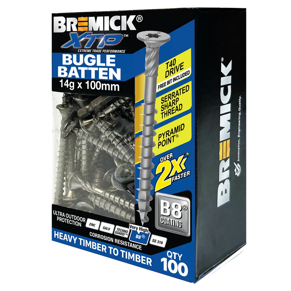 Bremick XTP Bugle Batten 14g x 100mm T40 B8 - 100 Pack - Fast Installation