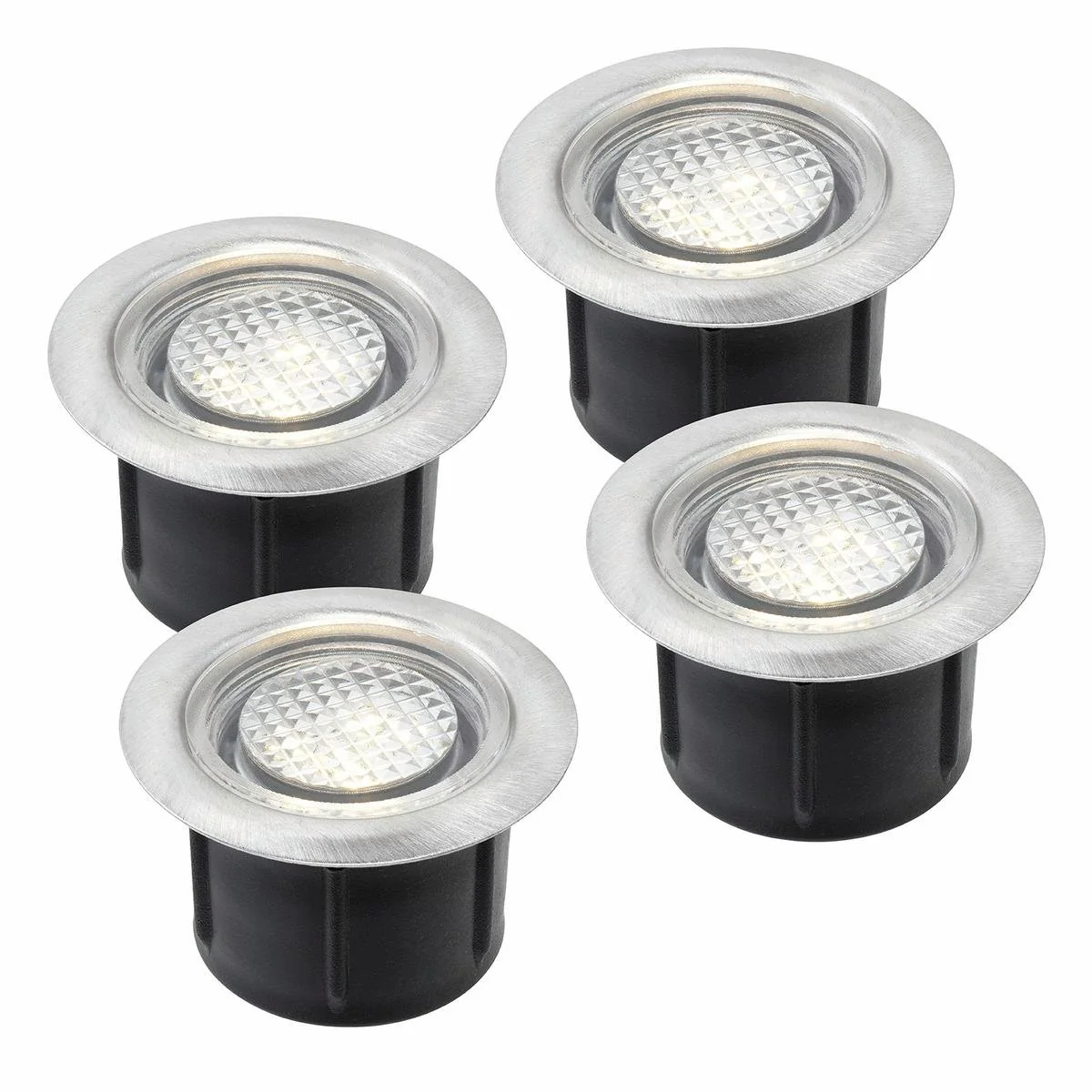Brilliant Warm White LED Lennox Deck Light Add On Kit 4 Pack - 40mm - Stainless Steel