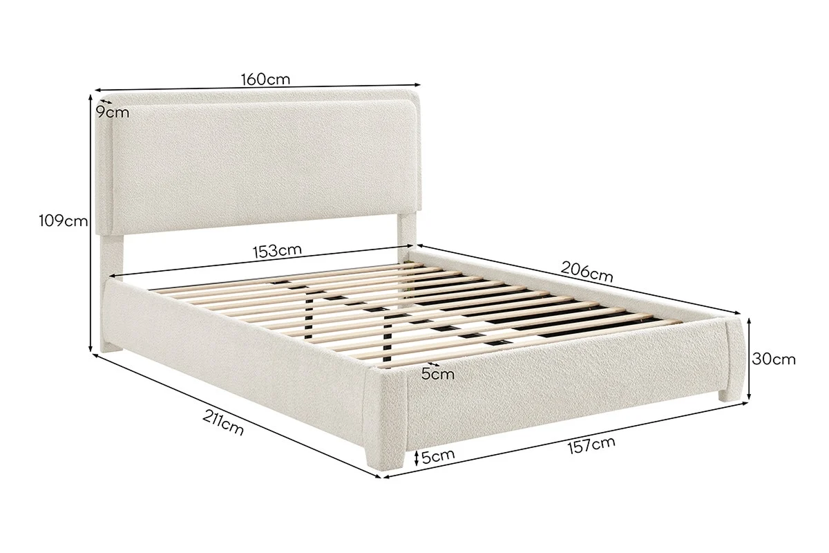 Brosa Havenne Boucle Bed Frame Cream Queen - Image 10