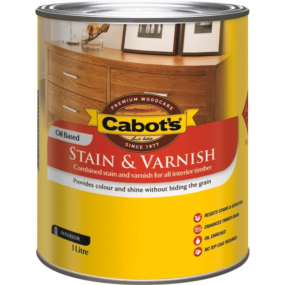 Cabot Stain and Varnish - 1L - Cedar - Oil Based - Satin Finish