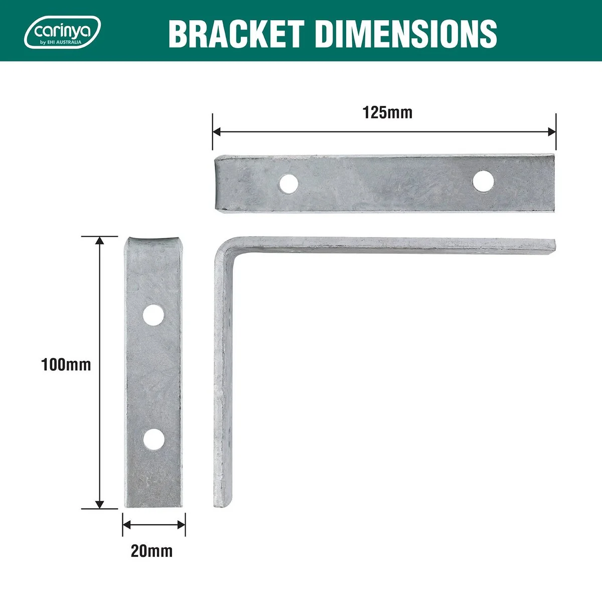 Carinya Heavy Duty Angle Bracket 125 x 100mm - Silver - 225kg Capacity - Image 4