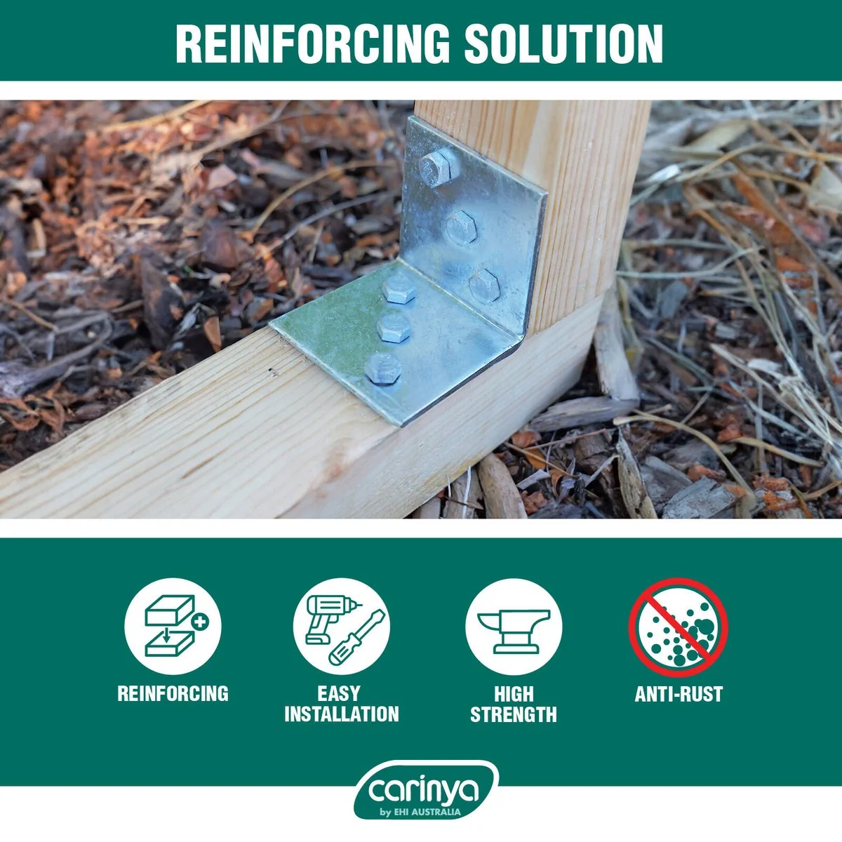 Carinya Reinforcing Angle Bracket - 100mm x 100mm x 50mm - Hot Dipped Galvanised - Corrosion Resistant - Image 5