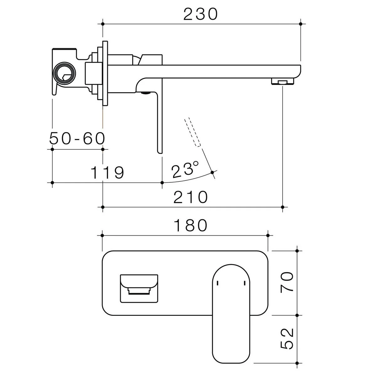 Caroma Luna Wall Basin Bath Mixer - 180mm x 122mm x 230mm - Brushed Nickel - Lead-Free Brass - Easy Clean Aerator - Image 2