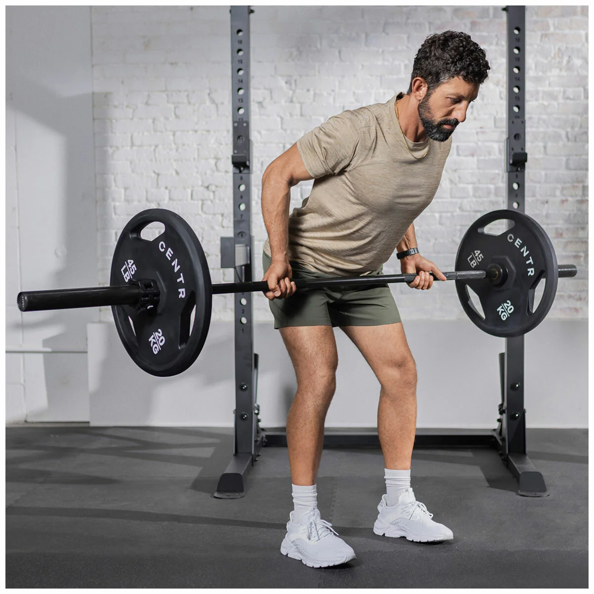 Centr 136kg Rubber Olympic Weight Set with Bar 2.13m Black Chrome Plates and Locking Collars - Image 18