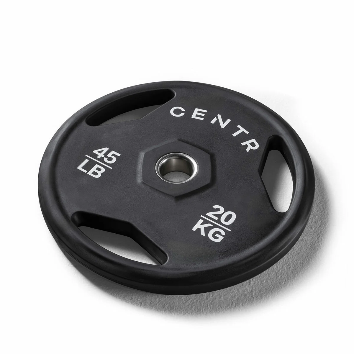Centr 136kg Rubber Olympic Weight Set with Bar 2.13m Black Chrome Plates and Locking Collars - Image 8