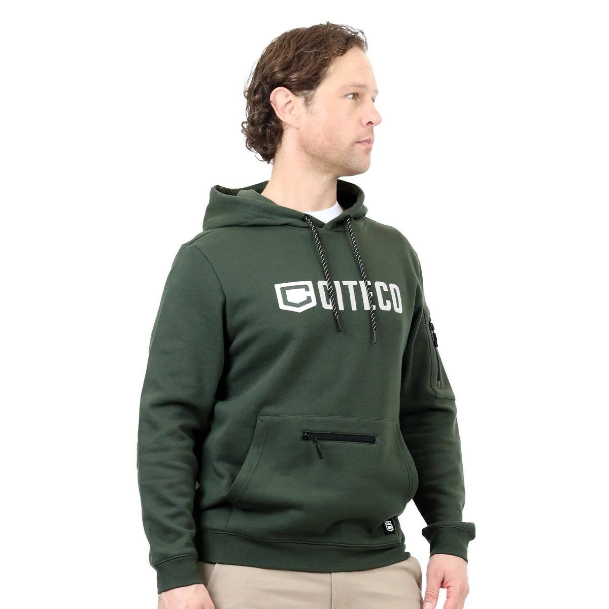 Citeco Khaki Hoodie Large - Men's Work Hoodie - UPF 50+ Protection - Multiple Pockets - Image 4