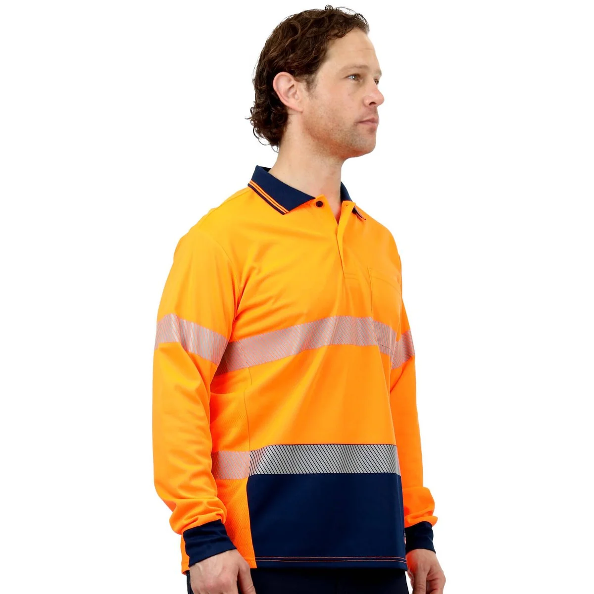 Citeco Orange Hi Vis Long Sleeve Polo Large - Lightweight - Breathable - Image 4