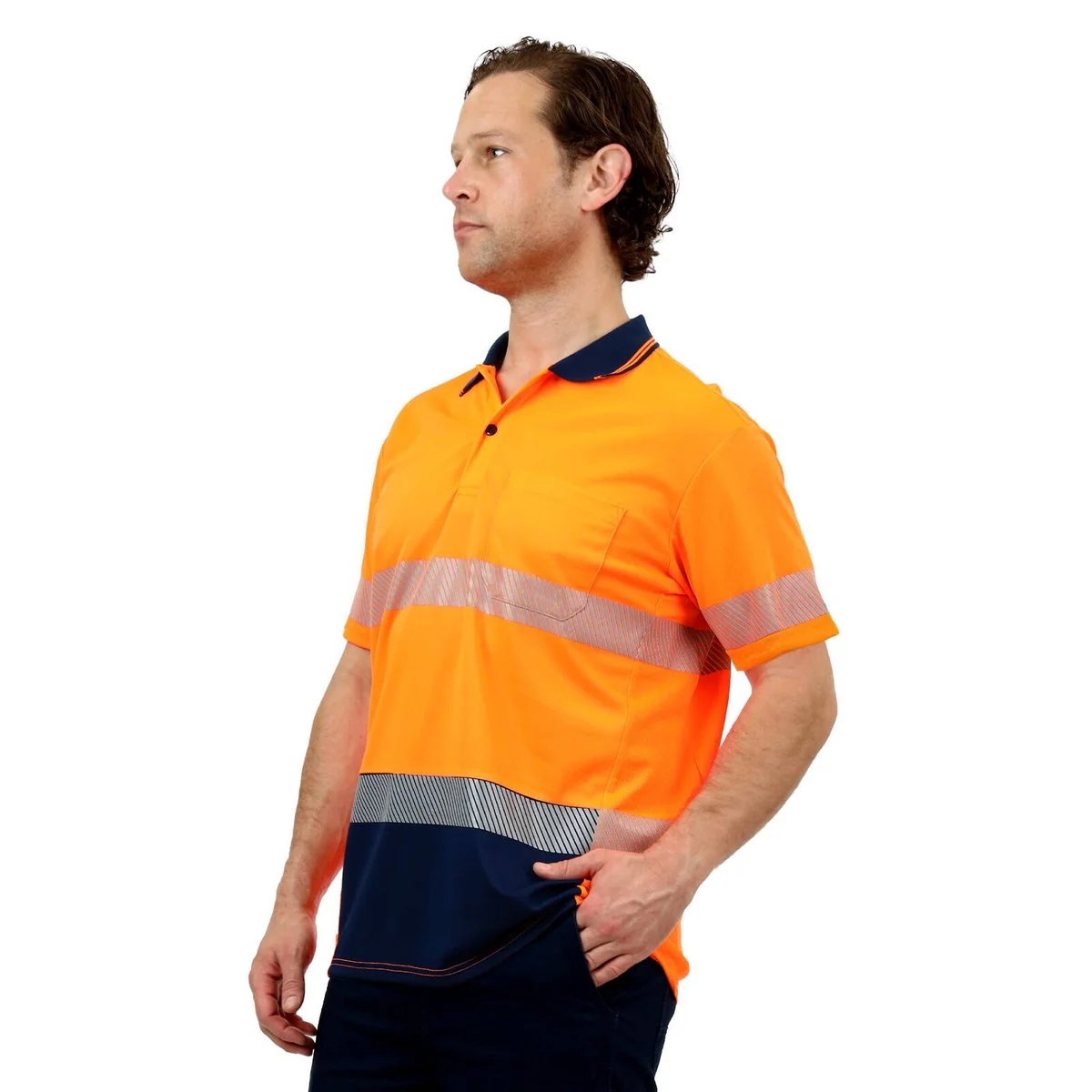 Citeco Orange Hi Vis Short Sleeve Polo Large - Lightweight - Breathable - Reflective - Image 3