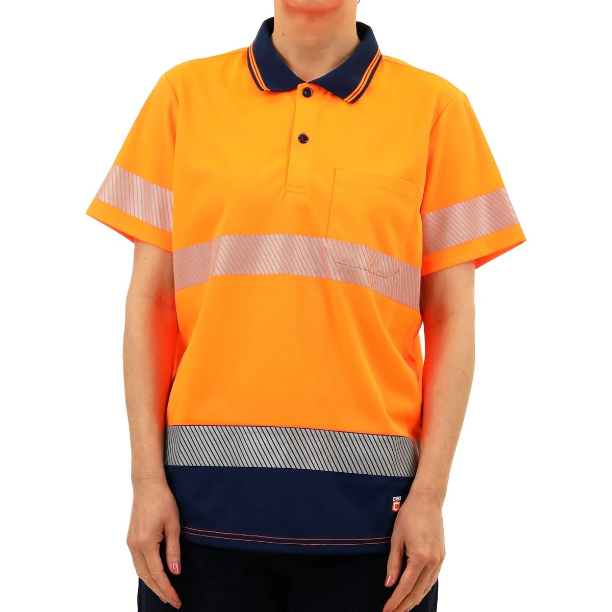 Citeco Womens Hi Vis Short Sleeve Polo 16 - Orange - Reflective - Breathable - Image 3
