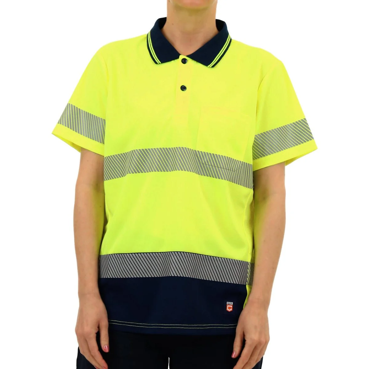 Citeco Womens Hi Vis Short Sleeve Polo 8 - Yellow - 100% Polyester - Lightweight - Image 3