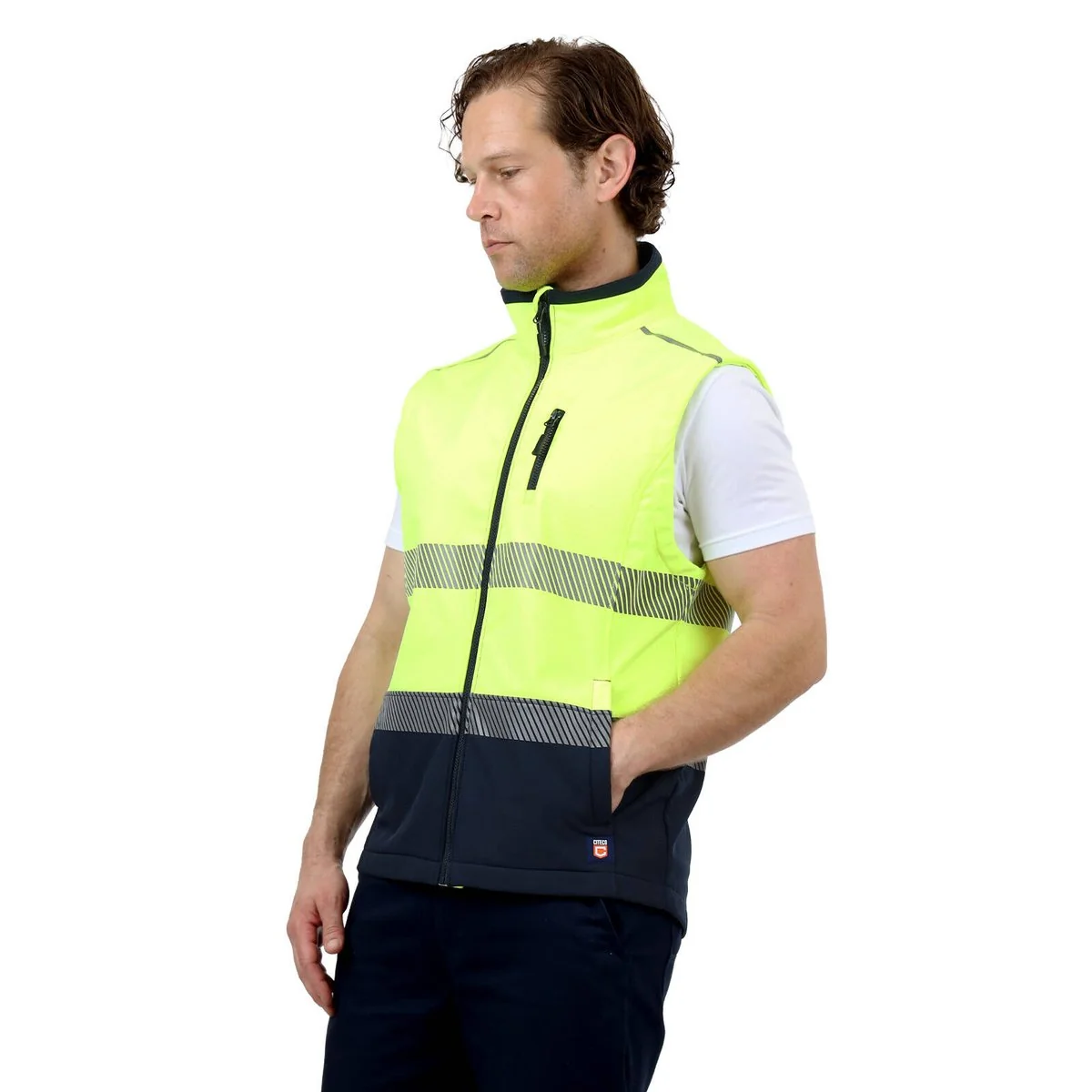 Citeco Yellow Hi Vis Soft Shell Vest 2XL - Reflective Tape - Fleece Lined - Image 3