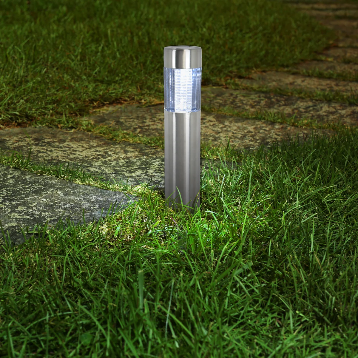 Click Aria Solar Bollard Light - 380mm - Stainless Steel - Outdoor Use - Image 2