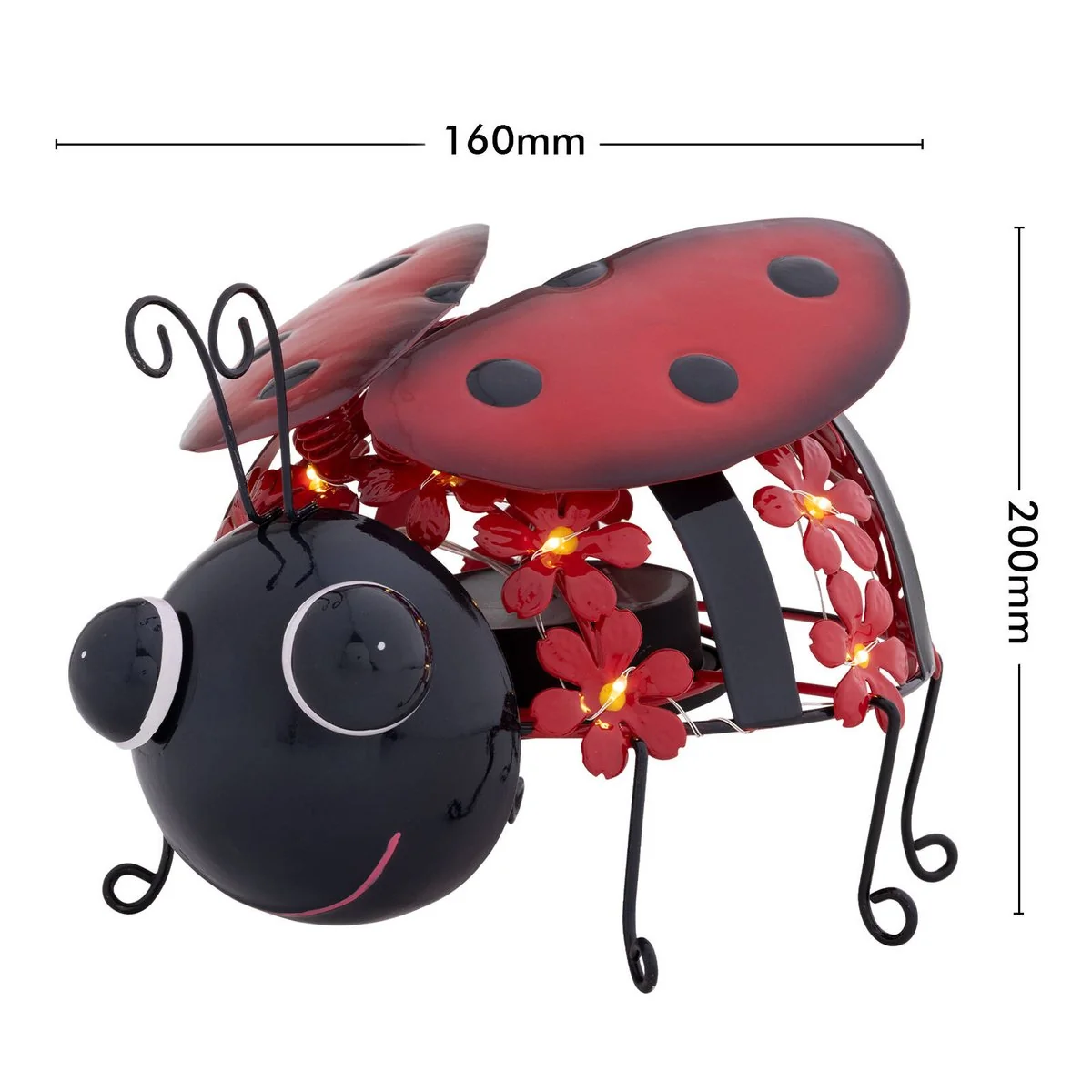 Click Solar Metal Animal Light Bug - 1.2V Rechargeable - Red - Outdoor Decor - Image 5