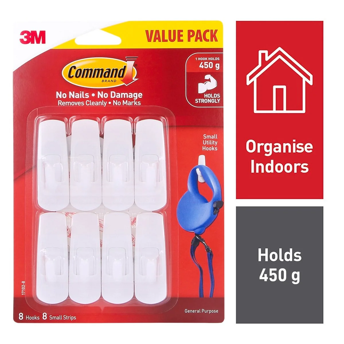 Command Small Adhesive Hooks - 8 Pack - Plastic - Damage-Free Hanging - Image 2