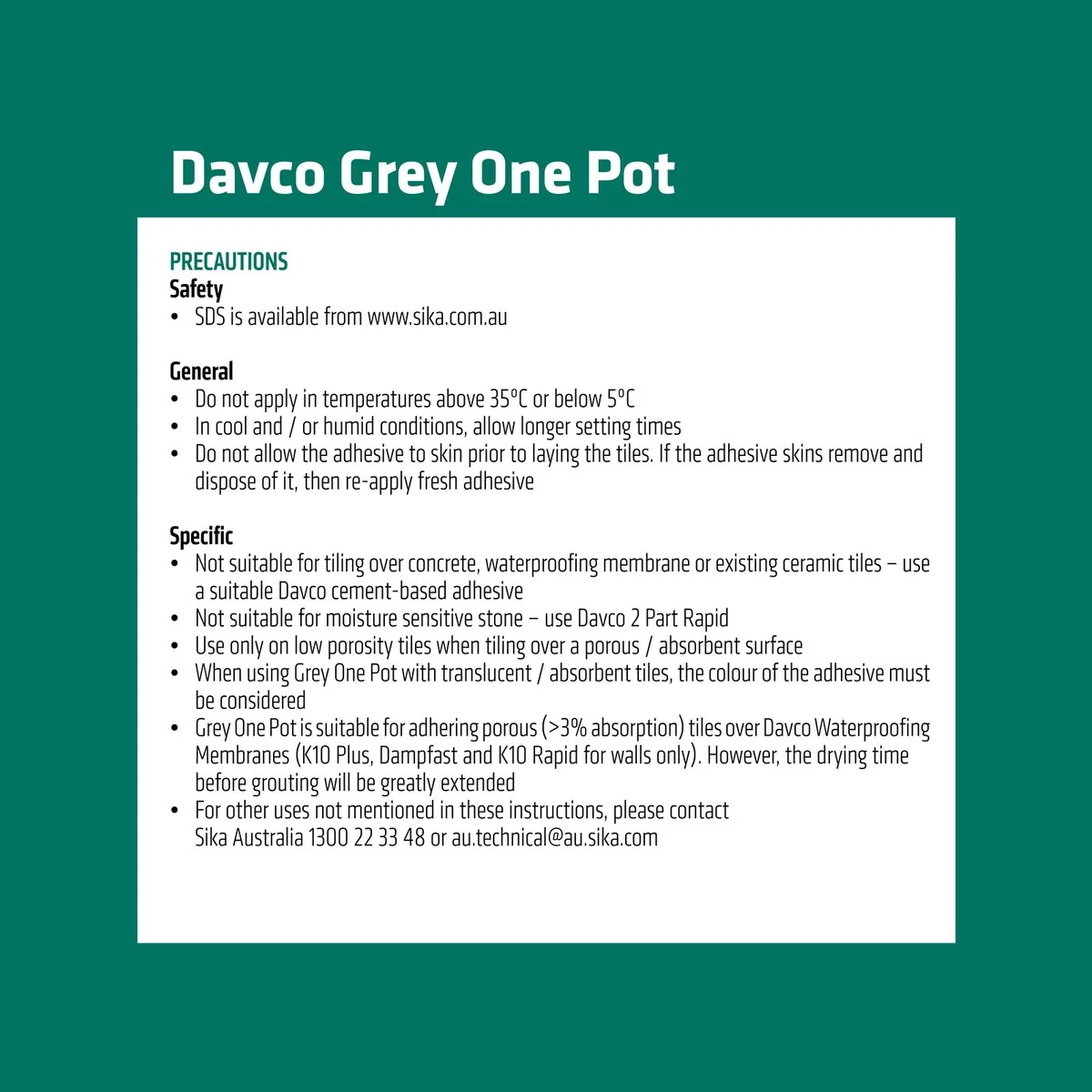 Davco 4L Grey One Pot Premixed Tile Adhesive - Acrylic Based - 6kg - Image 5
