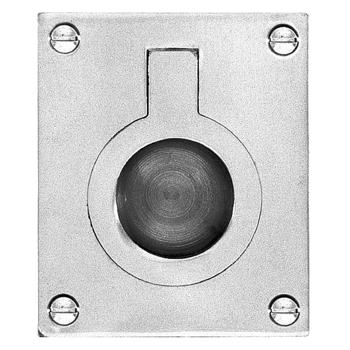 Delf Flush Ring Pull - 37mm x 50mm - Solid Brass - Satin Chrome