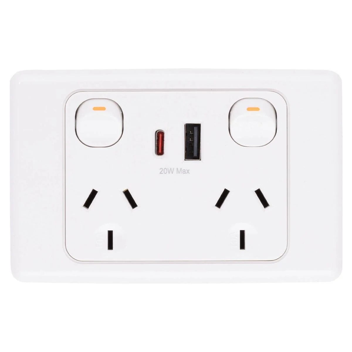 Deta 6000 Double Power Point with USB A+C - 250mm x 74mm x 115mm - 20W Output