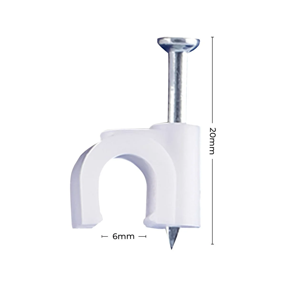 Deta 6mm White Round Cable Clips - 20 Pack - Coaxial & Data Cables - Image 4