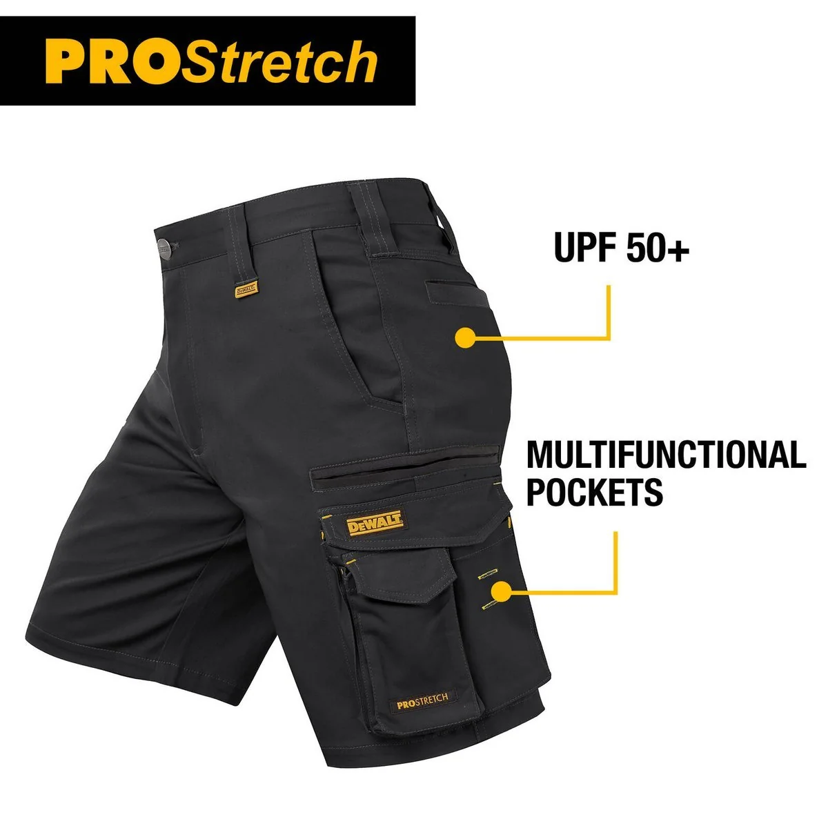Dewalt Black Bennington Prostretch Shorts Size 36 - Flexible Fit - Durable - Image 3