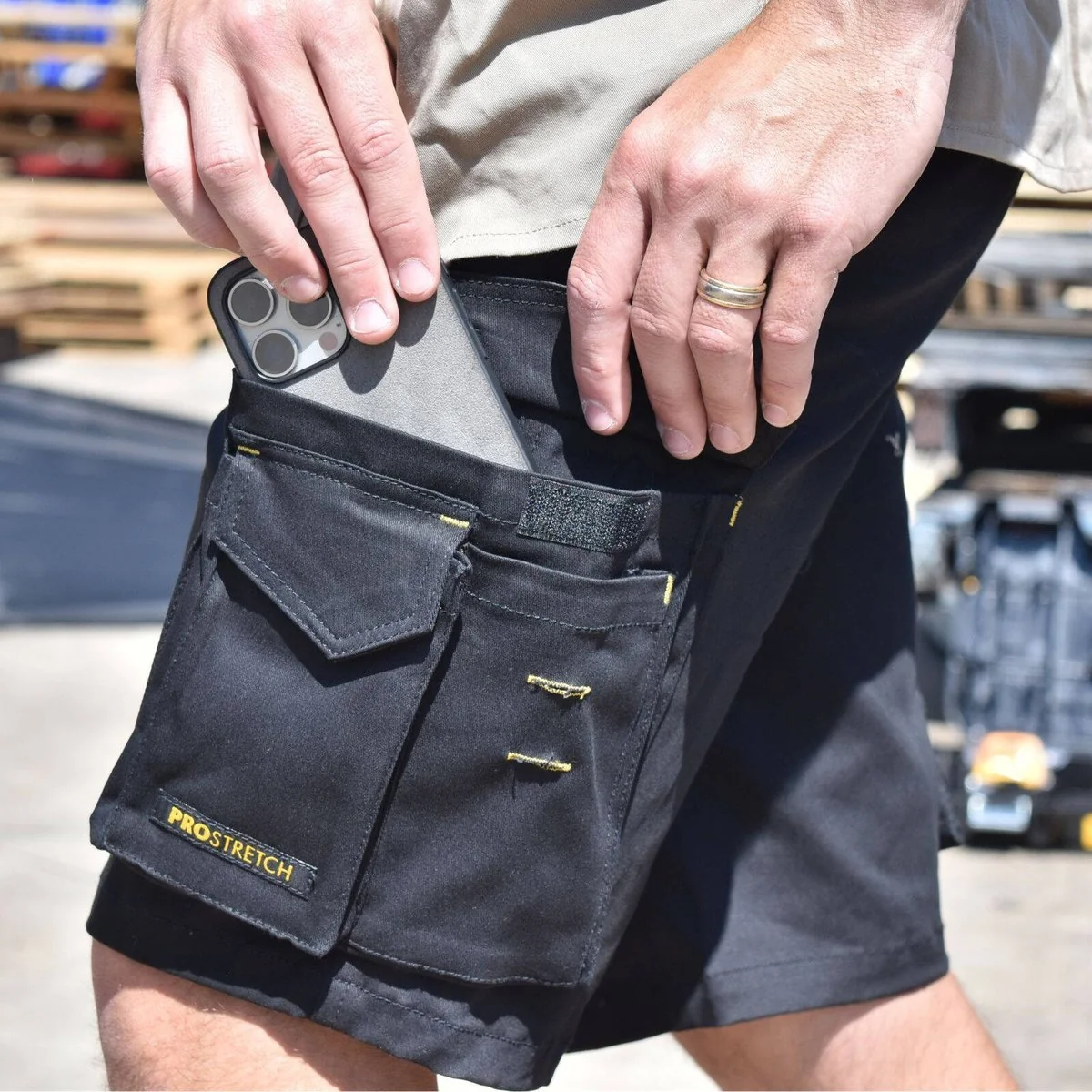 Dewalt Black Bennington Prostretch Shorts Size 40 - Breathable Stretch Fabric - UPF 50+ - Multifunctional Pockets - Image 5