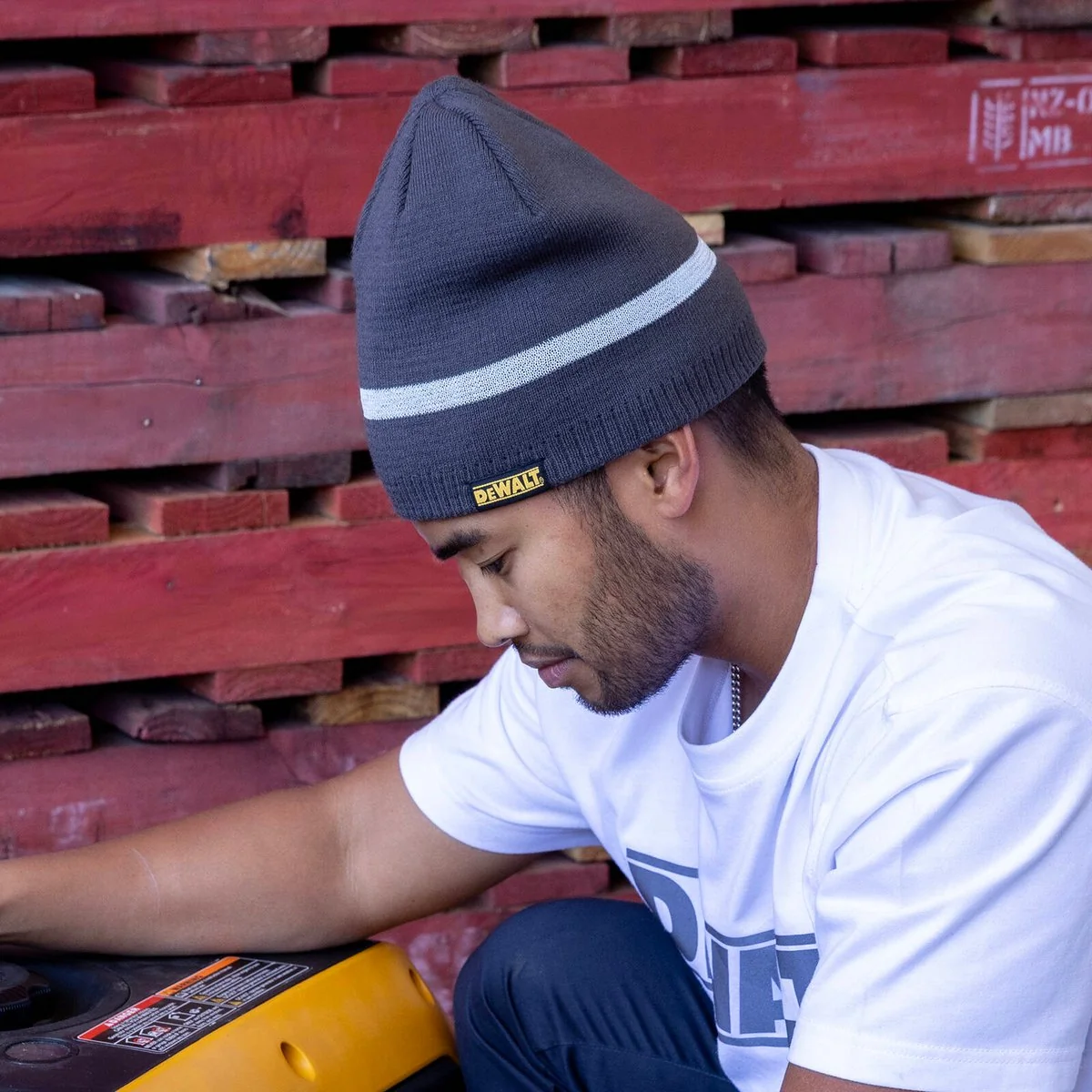 Dewalt Black Reflective Beanie - 100% Acrylic - One Size Fits Most - Warmth & Visibility - Image 4