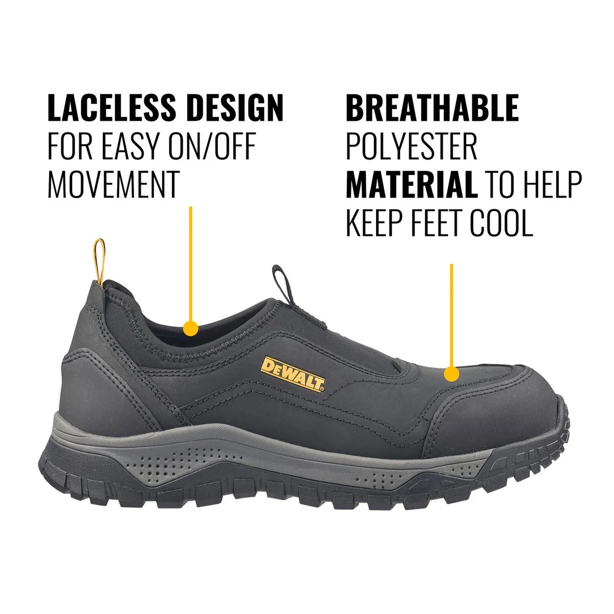 Dewalt Black Stride Safety Work Shoe Size 11 - Water Resistant - SRC Anti-Slip - Image 2