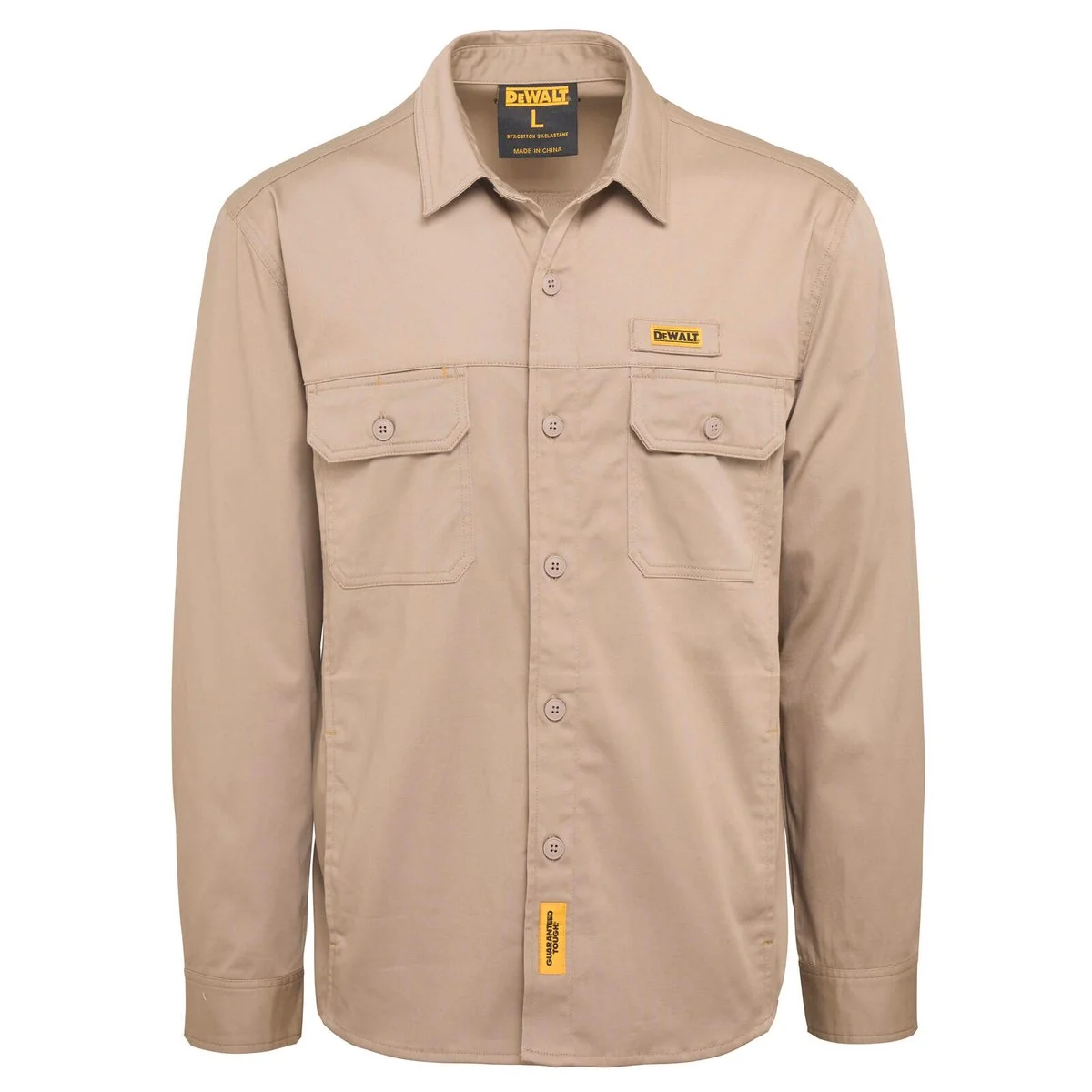 Dewalt Khaki Granite Long Sleeve Button Up Shirt M - Moisture Resistant - Durable