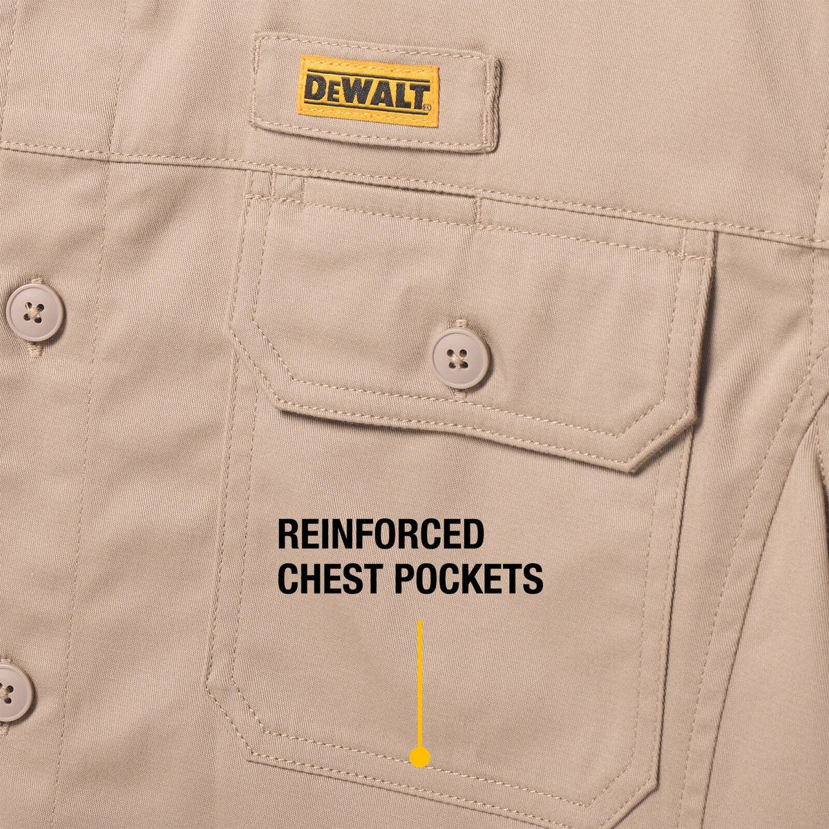 Dewalt Khaki Granite Long Sleeve Button Up Shirt XXL - Durable - Comfortable - Image 5