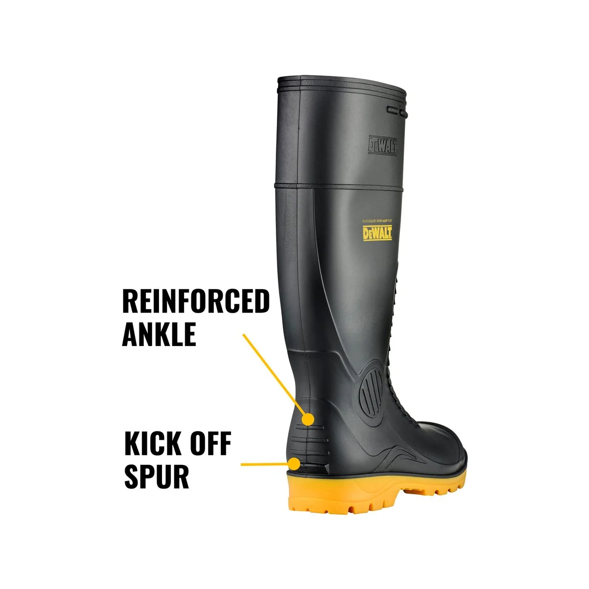Dewalt Midland Pro Comfort Safety Gumboots Size 9 - PVC - Black - Durable Comfort - Image 5
