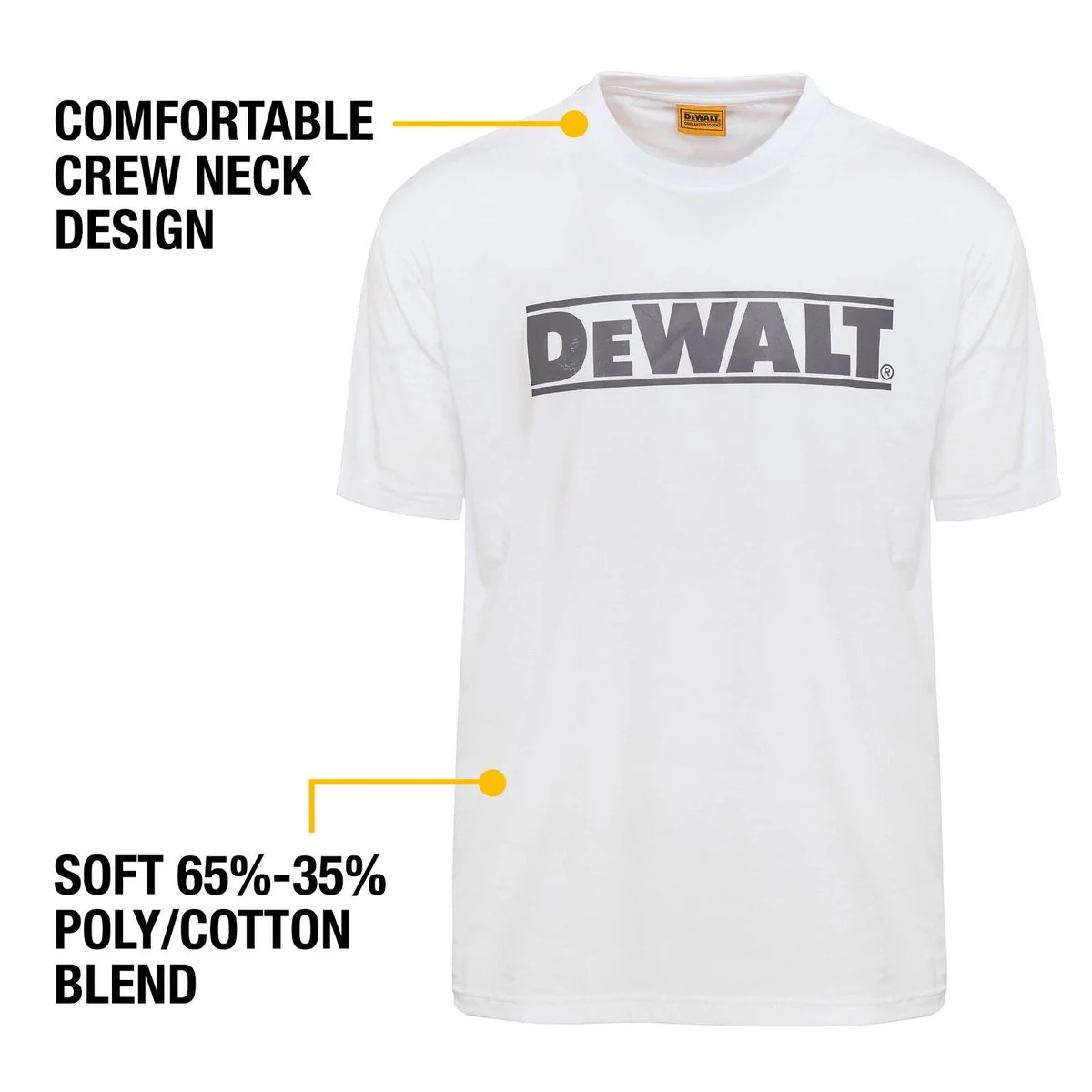 DEWALT White Oxide Crew Neck Shirt XL - Durable Cotton/Polyester Blend - Sun Protection - Image 3