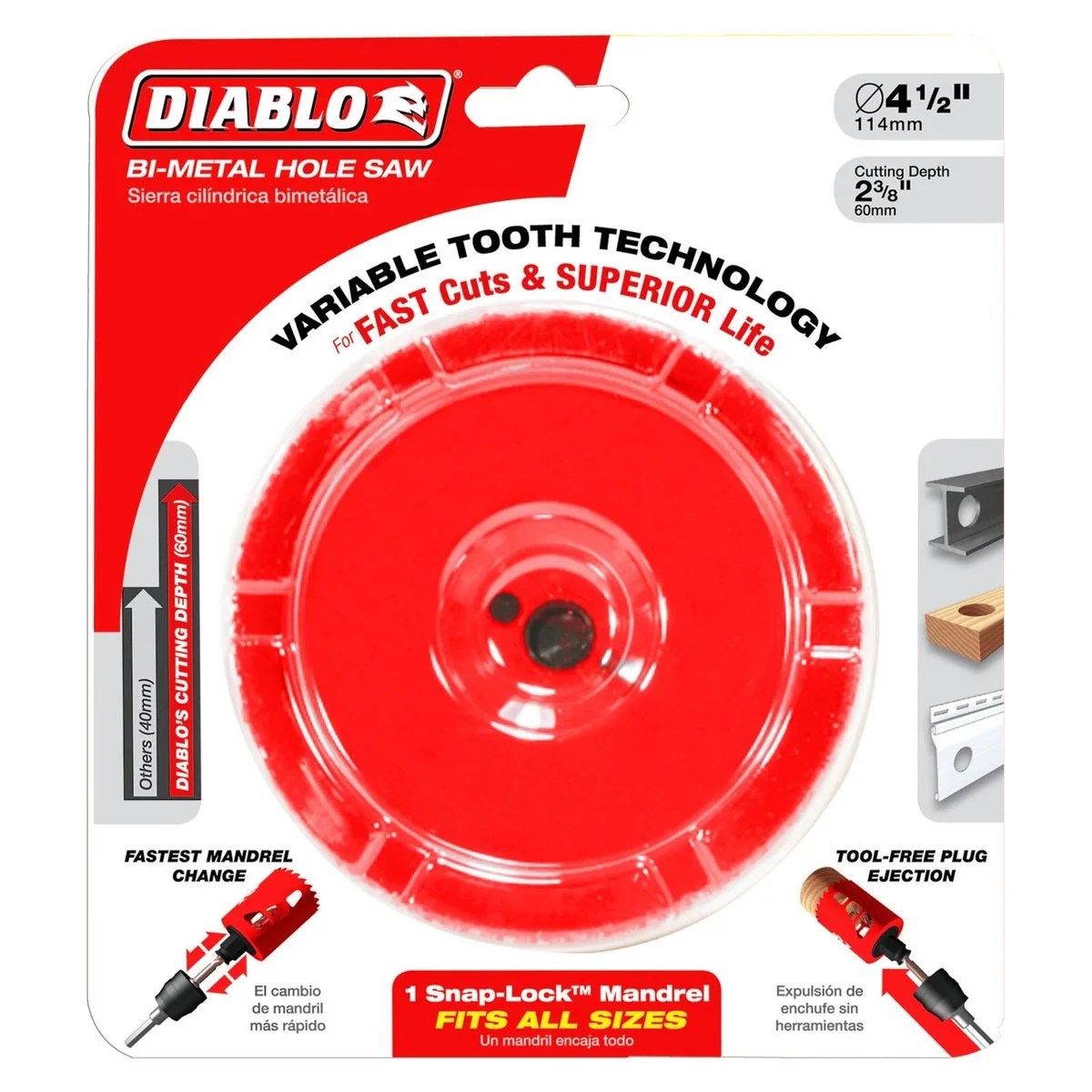 Diablo Bi Metal Hole Saw 114mm - Efficient Cutting Tool - 60mm Depth