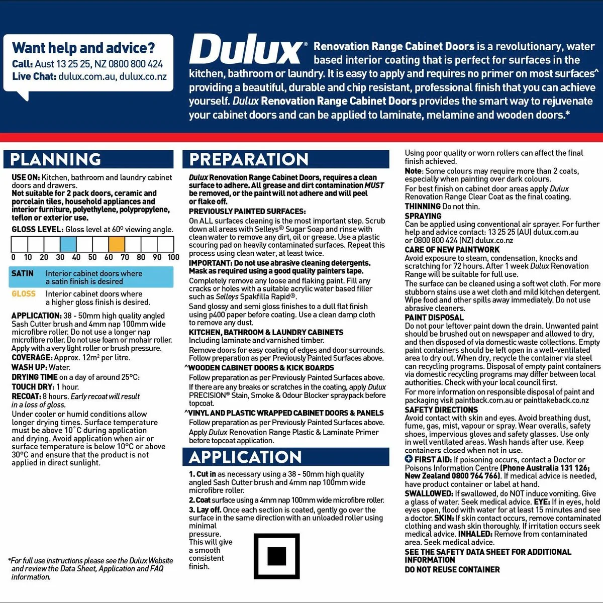 Dulux White Satin Cabinet Doors 1L - Water-Based Interior Coating - Image 3