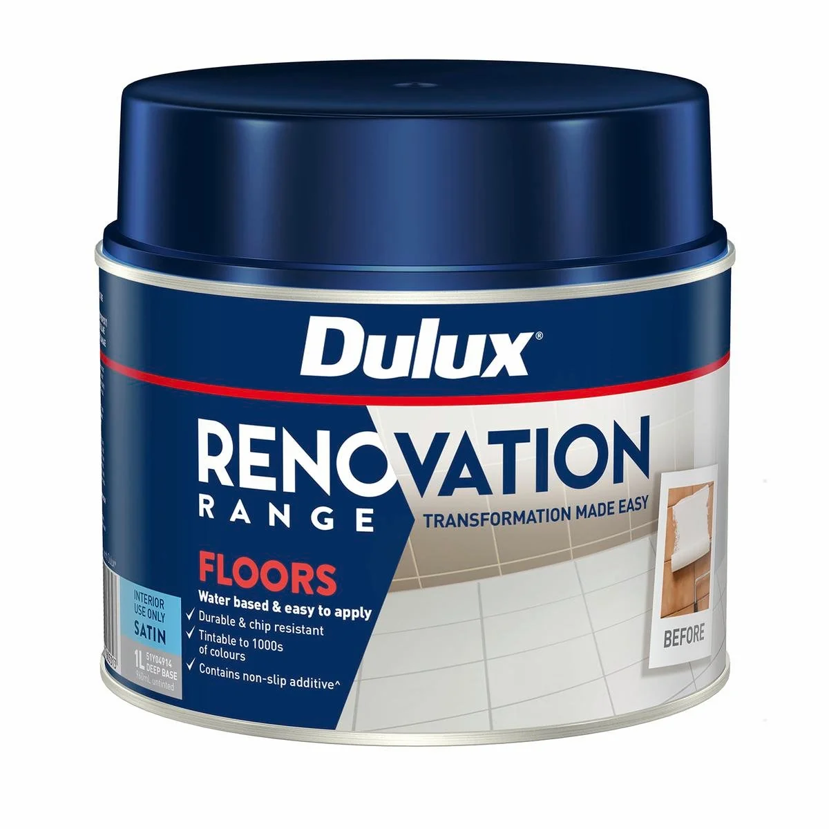 Dulux Renovation Range Floors Satin - 1L - Deep - Water-Based Coating